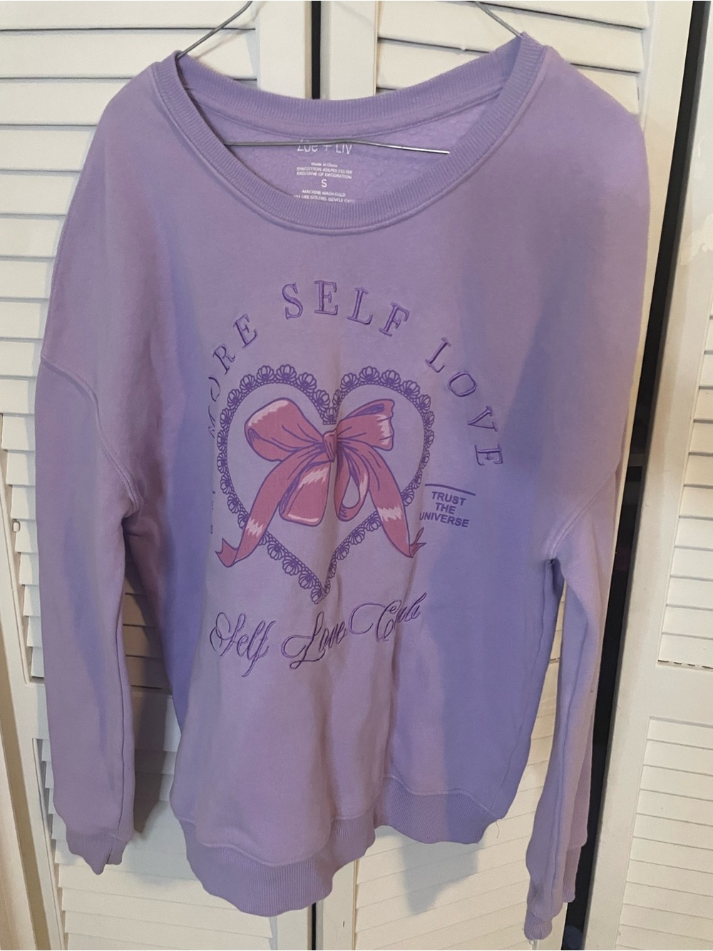Women's Lilac 'Self Love' Graphic Crewneck Sweatshirt - Soft Pullover